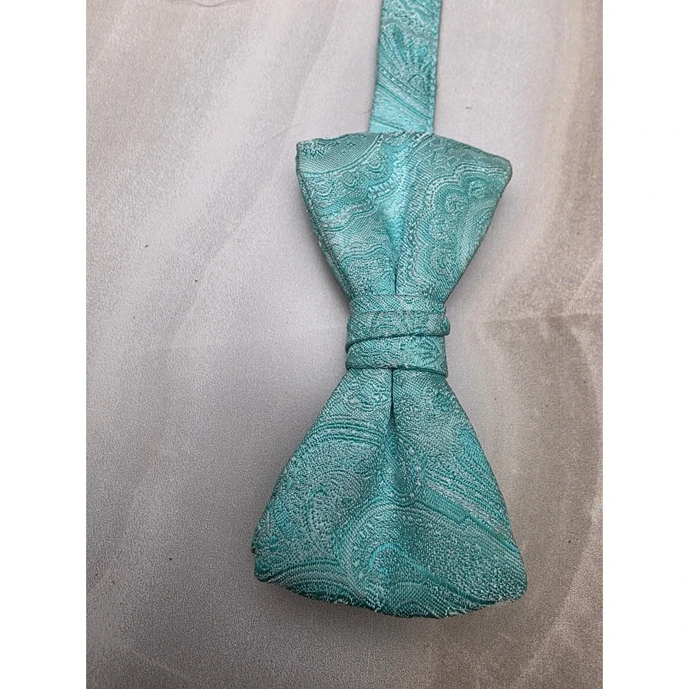 Mens‎ Aqua Blue Paisley Bow Tie Adjustable Pre-Tied Formal Wedding Turquoise D1